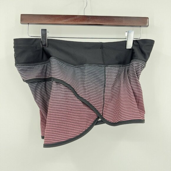 Lululemon Women's Lined Athletic Workout Shorts Size 8 Square Black Pink - Picture 2 of 6